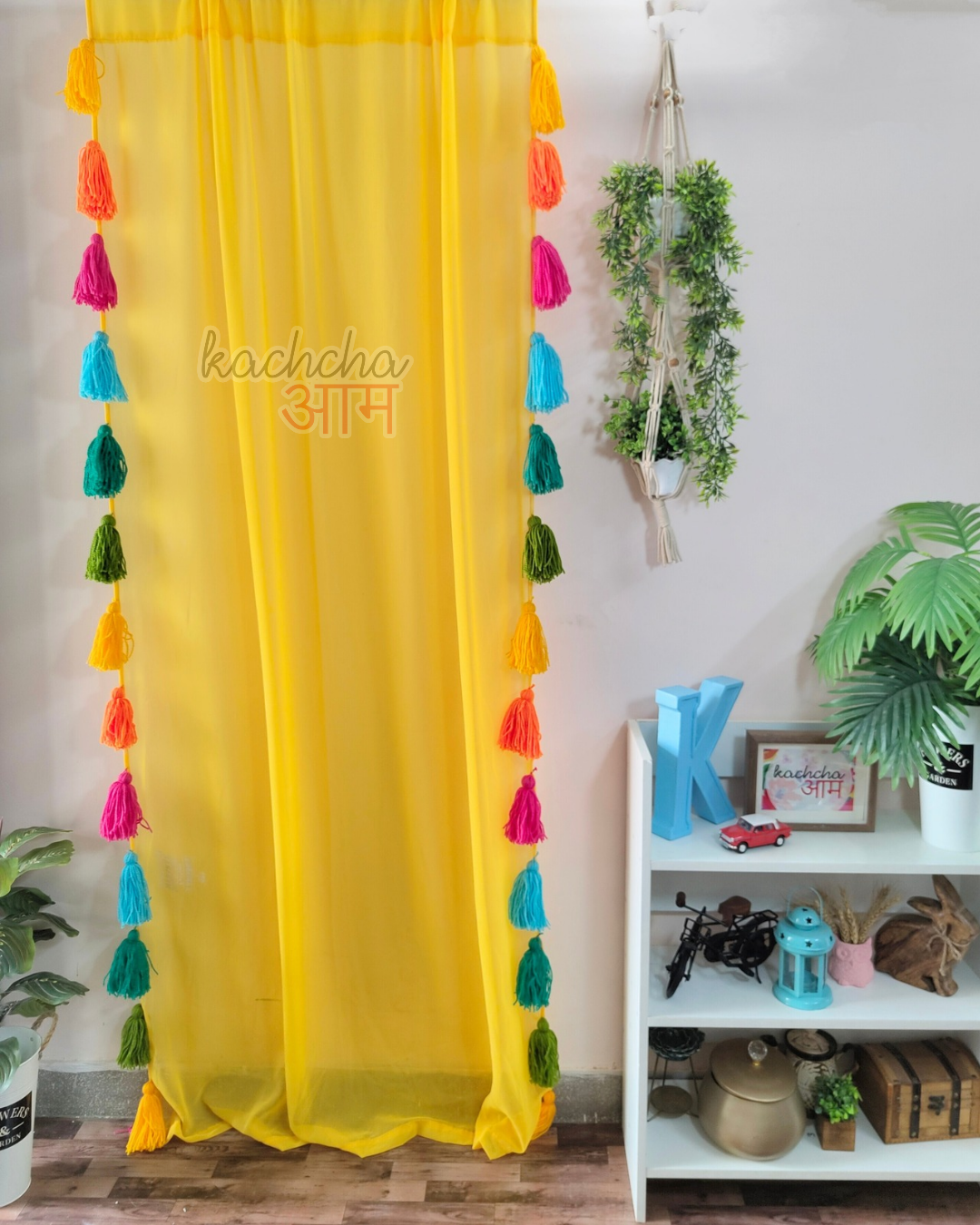 Multicolored Tassel Cotton Shower buy Curtain - color options