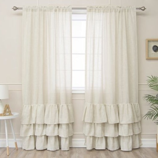 White deals ruffle curtains