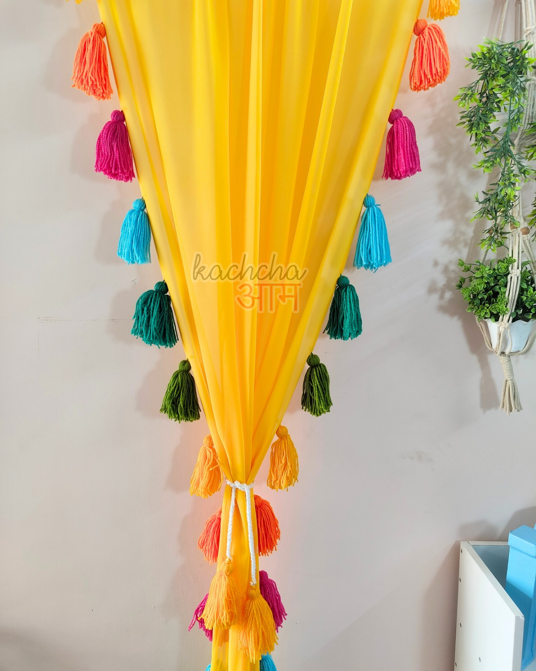 Rainbow Tassel Yellow Curtains (Cotton/Sheer)