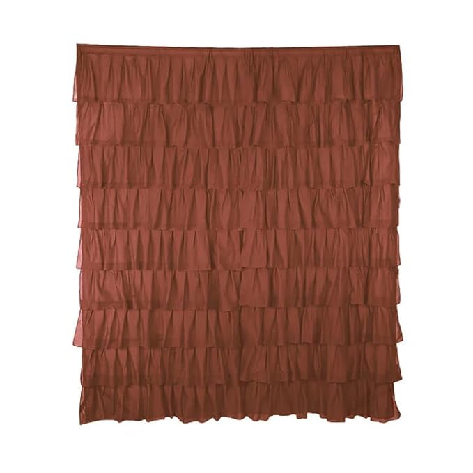 Brown Cotton Full Ruffle Curtains