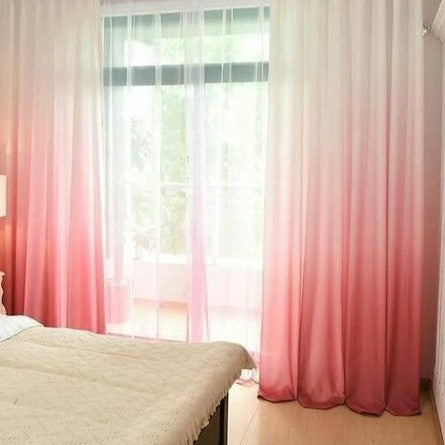 Coral Ombre Dyed Cotton Non See Through Curtains