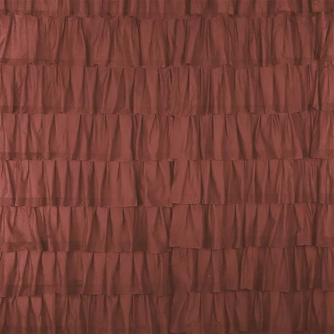 Brown Cotton Full Ruffle Curtains