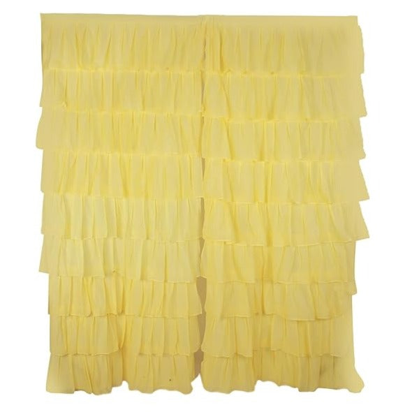 Yellow Cotton Full Ruffle Curtains