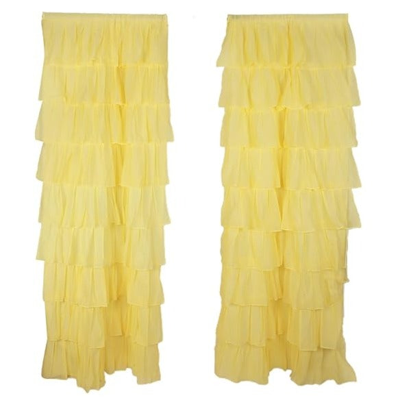 Yellow Cotton Full Ruffle Curtains