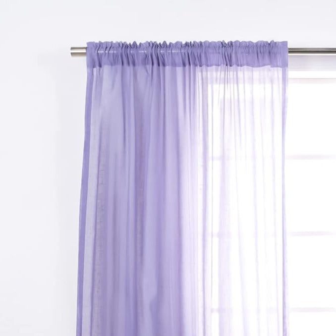 Lavender Bottom Ruffle Cotton Curtains