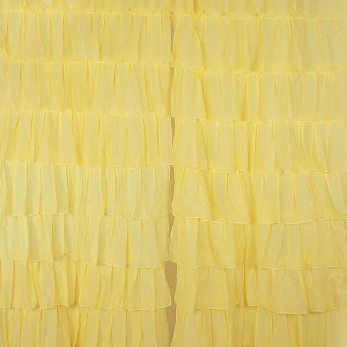 Yellow Cotton Full Ruffle Curtains