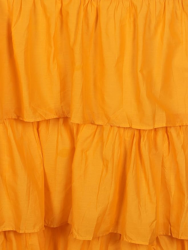 Yellow Bottom Ruffle Cotton Curtains