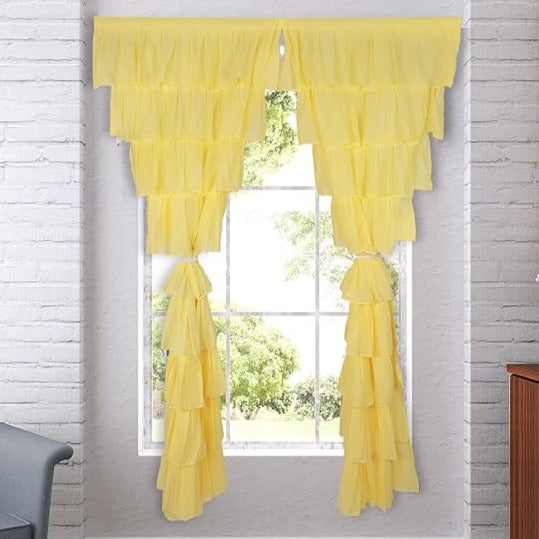 Yellow Cotton Full Ruffle Curtains