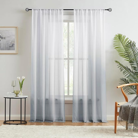 Grey Ombre Dyed Sheer Curtains