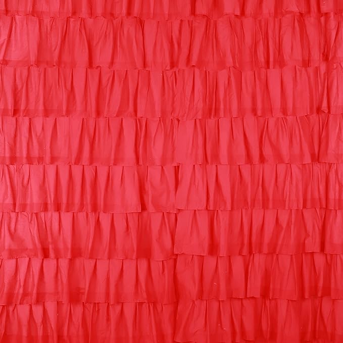 Red Cotton Full Ruffle Curtains