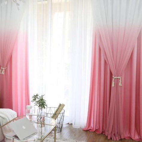 Coral Ombre Dyed Cotton Non See Through Curtains