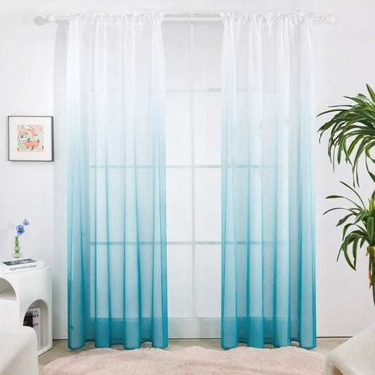 Blue Ombre Dyed Sheer Curtains