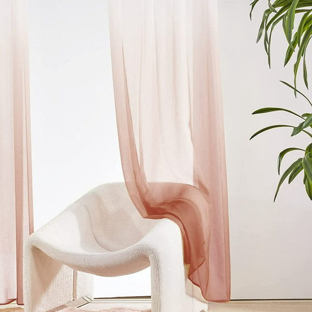 Brown Ombre Dyed Sheer Curtains