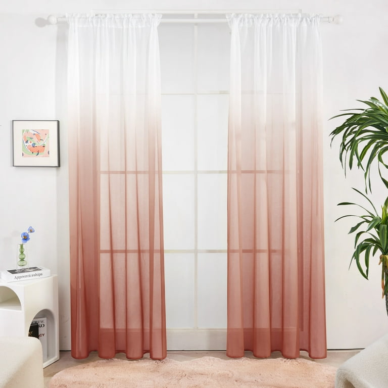 Brown Ombre Dyed Sheer Curtains