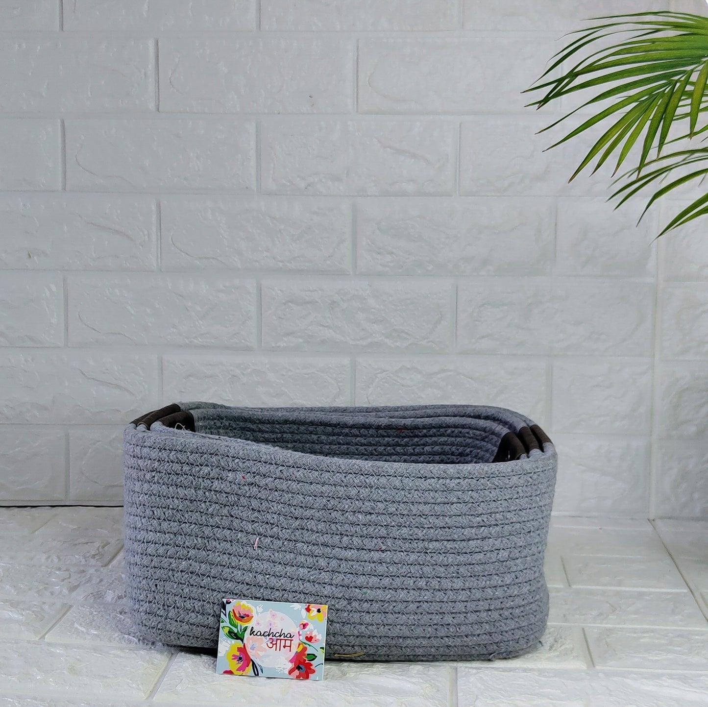 Grey Rectangle Storage Baskets (Set of 3)