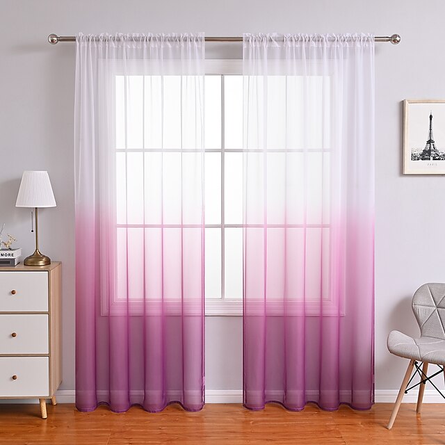 Mulberry Ombre Dyed Sheer Curtains