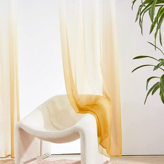 Marigold Ombre Dyed Sheer Curtains