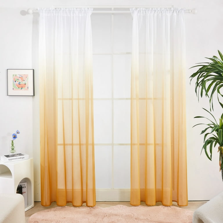 Marigold Ombre Dyed Sheer Curtains