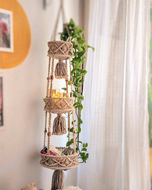 3 Basket Macrame Hanger