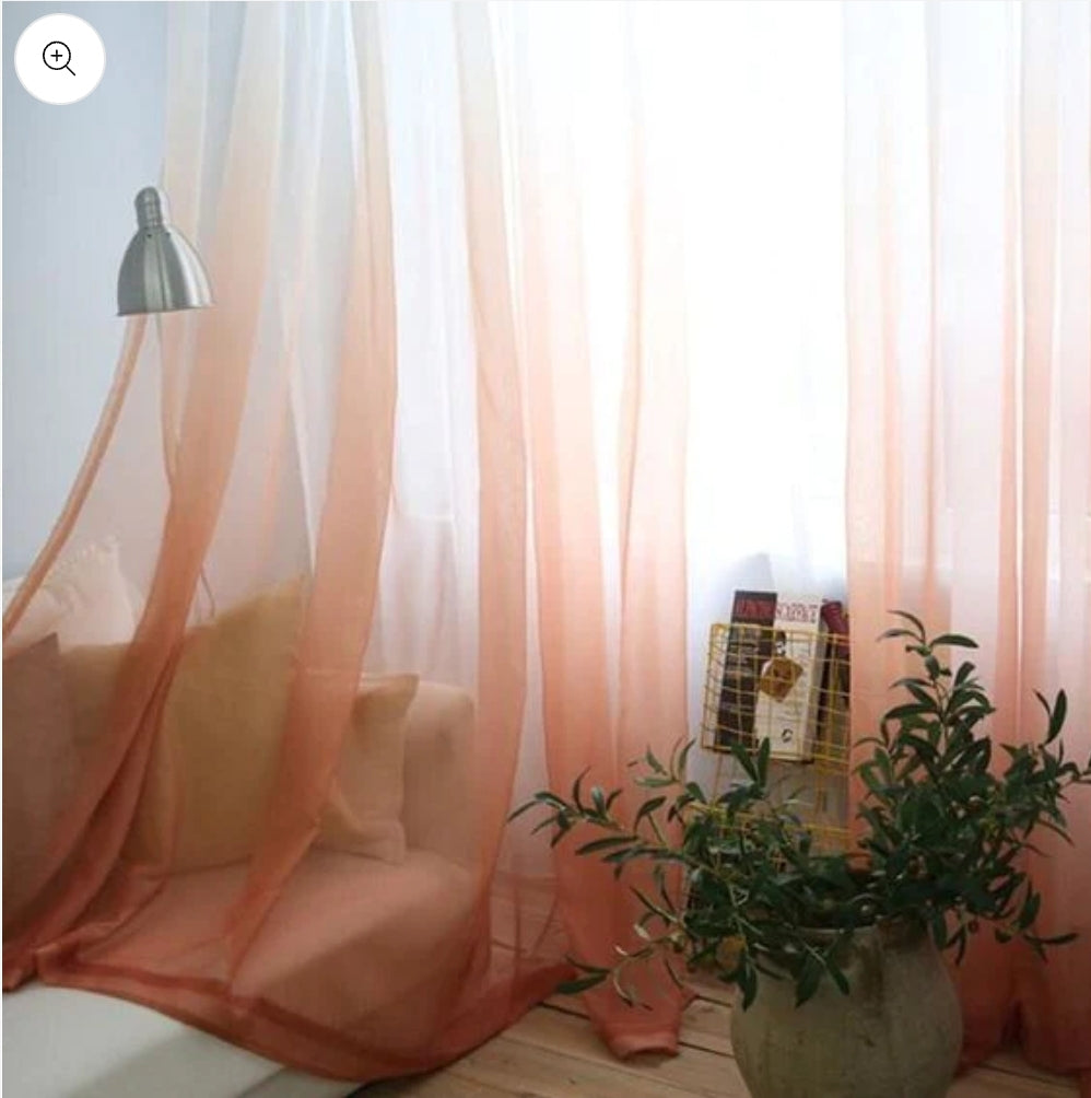 Brown Ombre Dyed Sheer Curtains