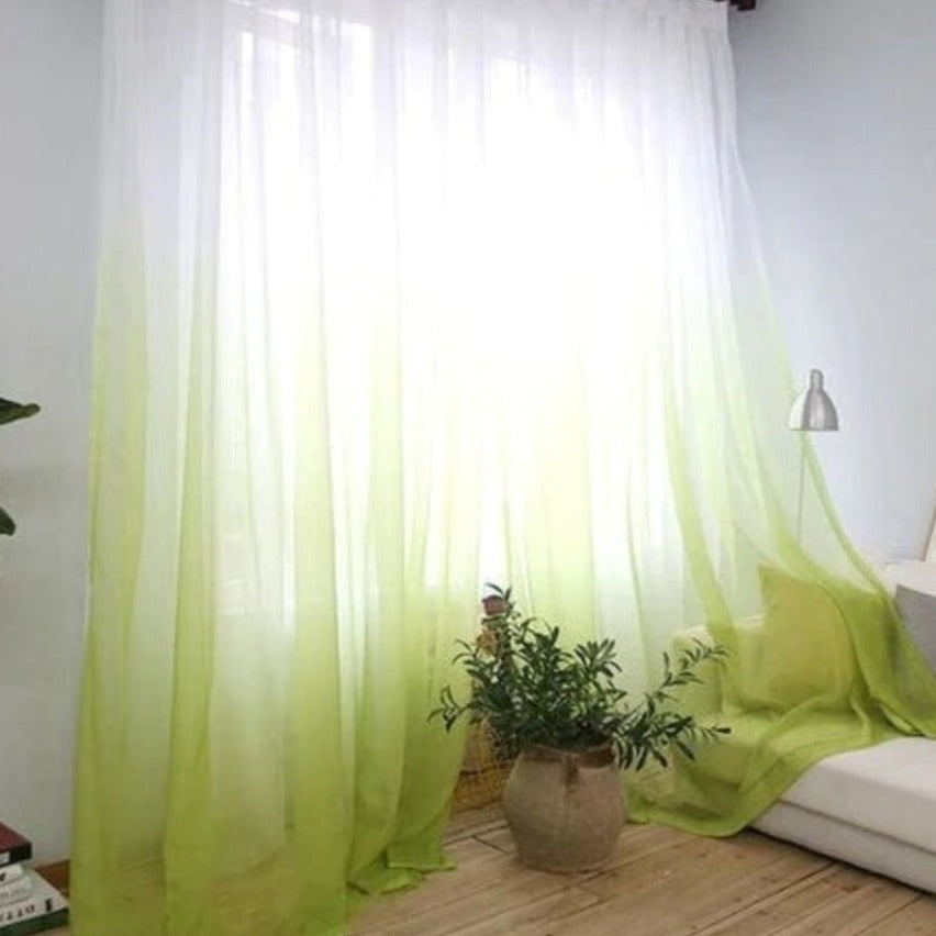 Pista Green Ombre Dyed Sheer Curtains