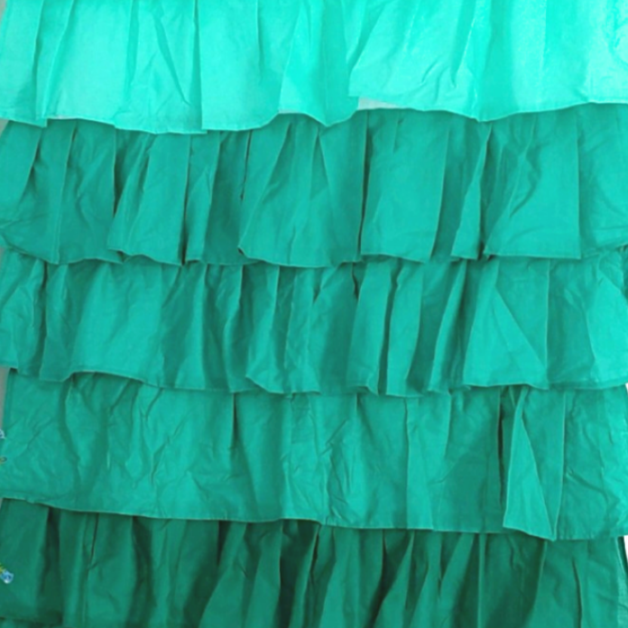 Teal Ombre Full Ruffle Curtains