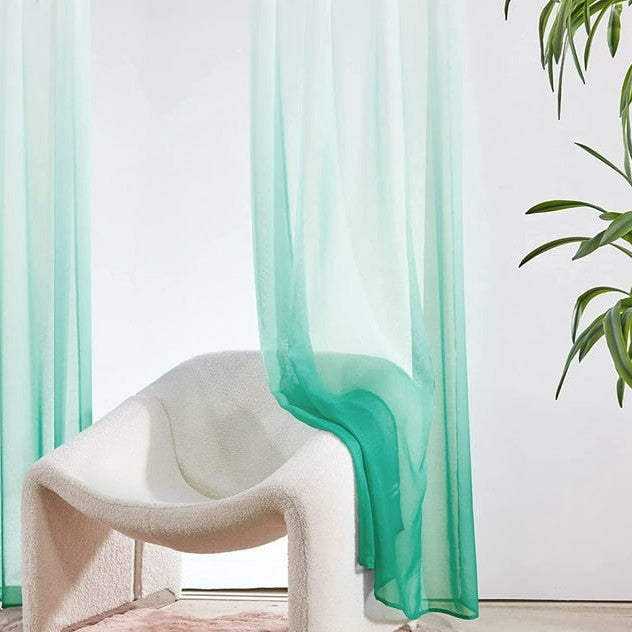 Teal Ombre Dyed Sheer Curtains