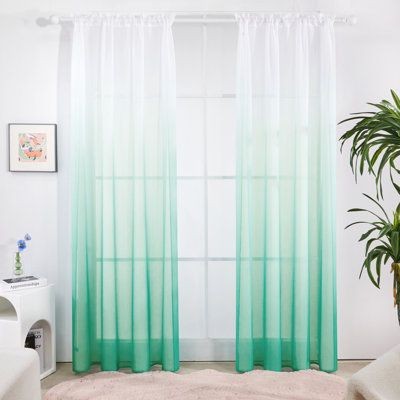 Teal Ombre Dyed Sheer Curtains