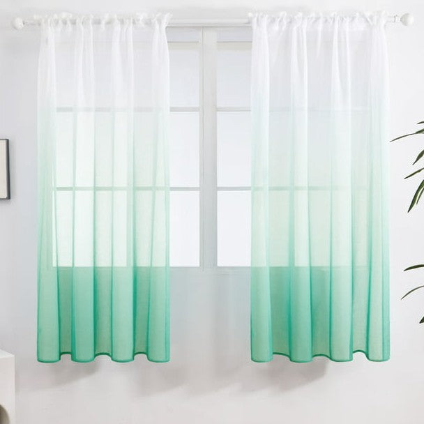 Teal Ombre Dyed Sheer Curtains