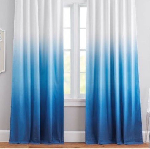 Blue Ombre Dyed Cotton Non See Through Curtains