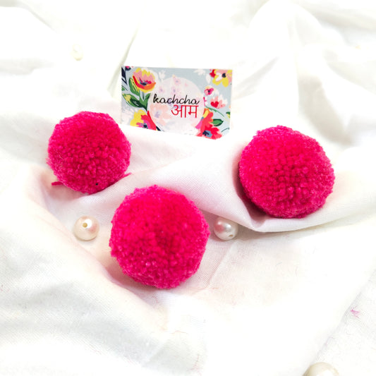 Handmade Premium wool Pompom Pink color