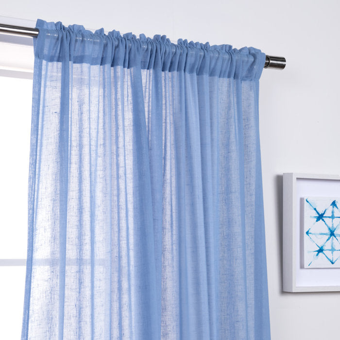 Blue Bottom Ruffle Cotton Curtains