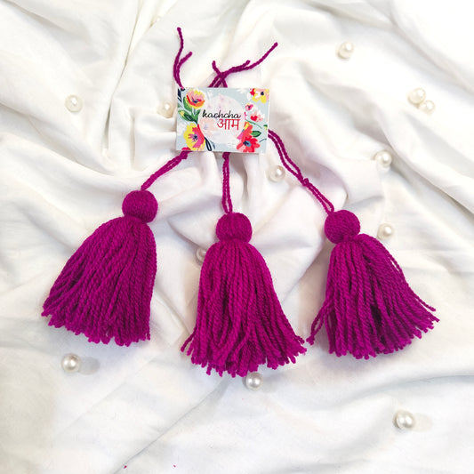 Handmade Big Size Wool Tassels Plum color