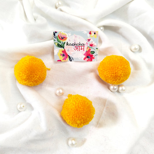 Handmade Premium wool Pompom Yellow color