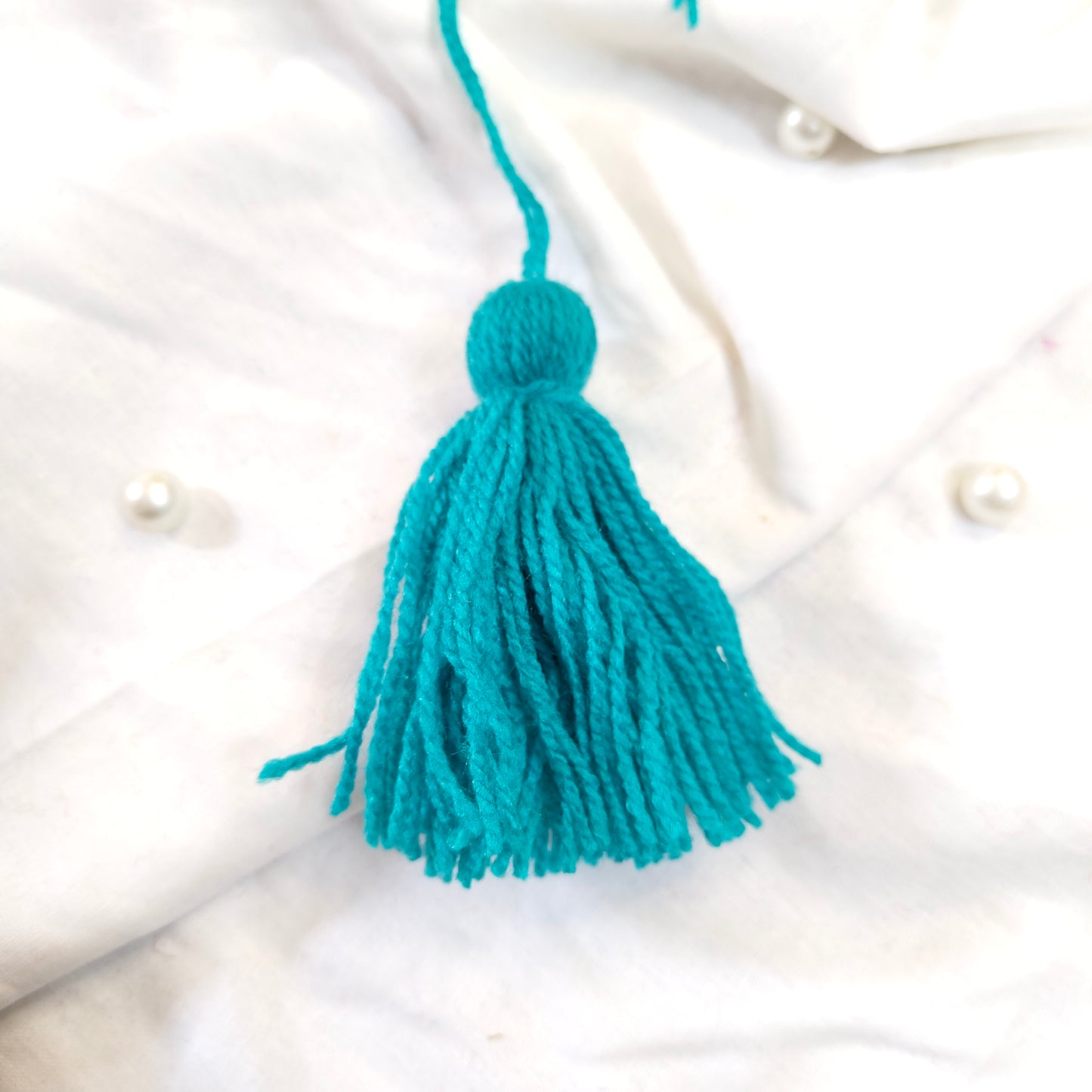 Handmade Big Size Wool Tassels Teal color