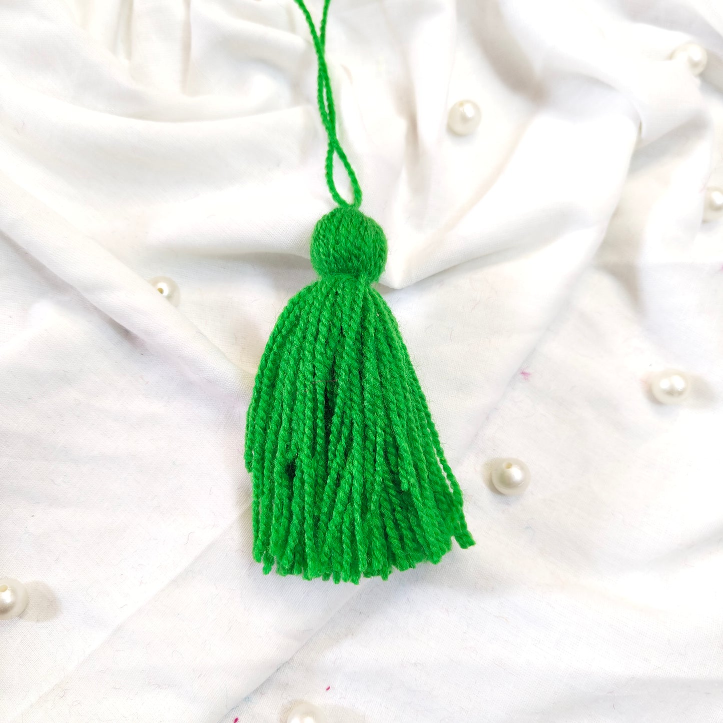 Handmade Big Size Wool Tassels Green color