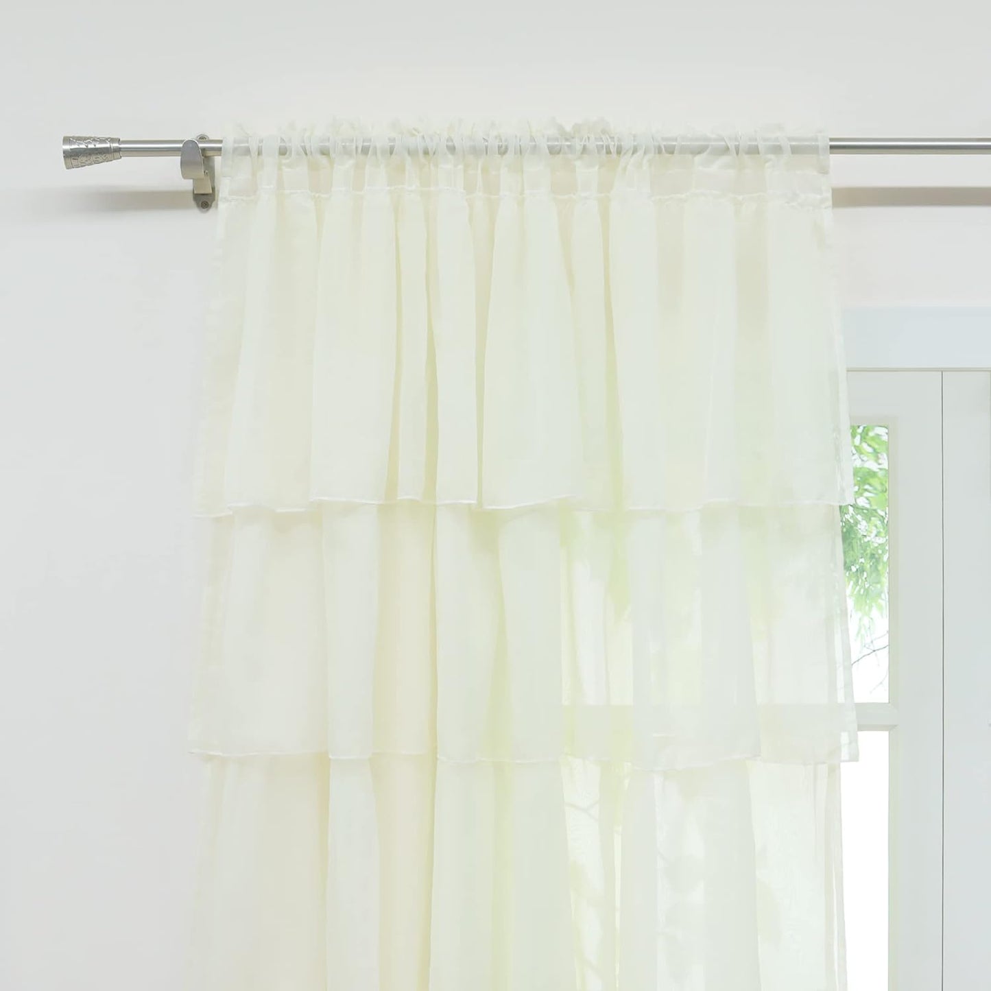 Off-White Georgette Full Ruffle Curtains