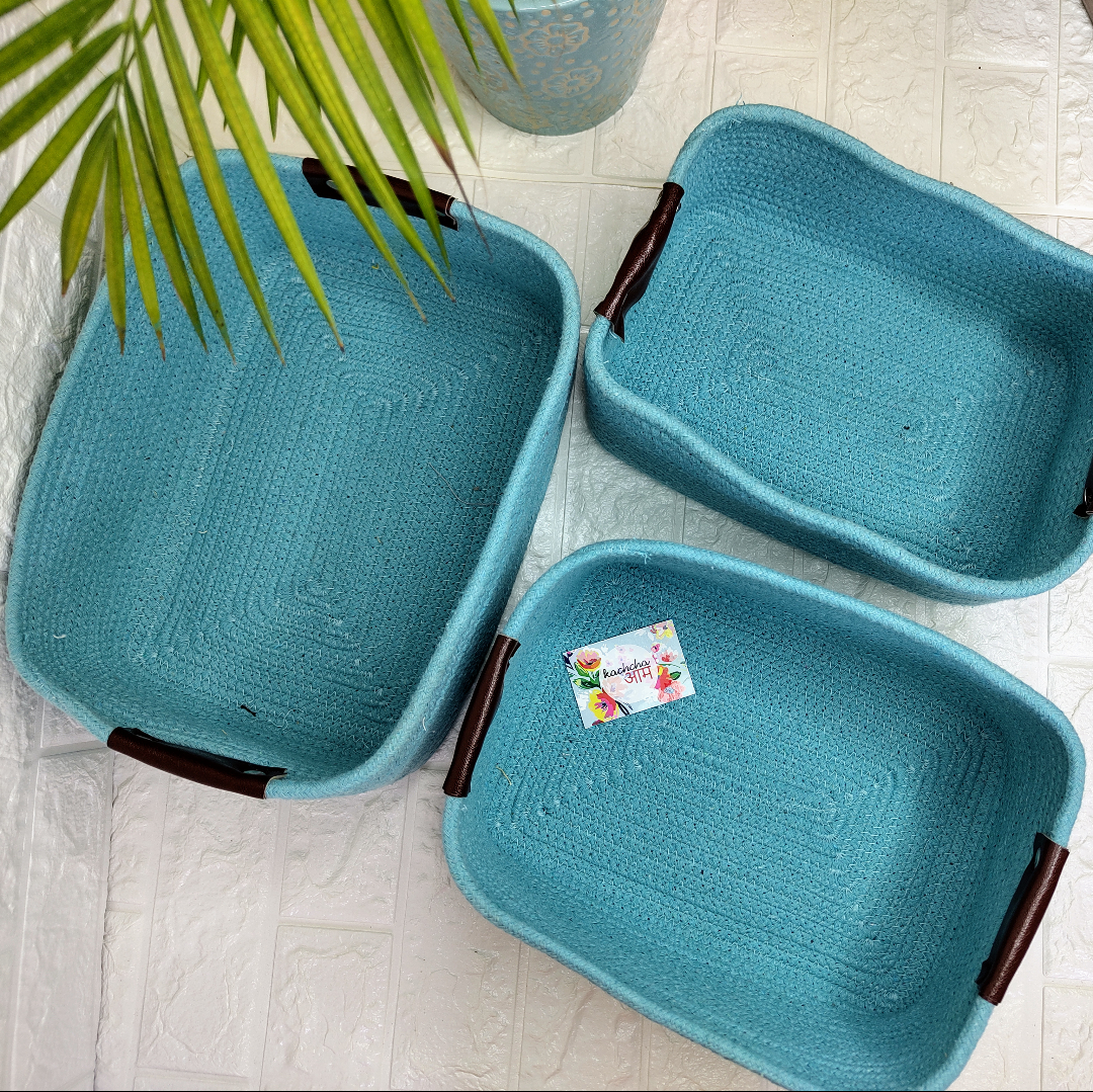 Grey Rectangle Storage Baskets (Set of 3)