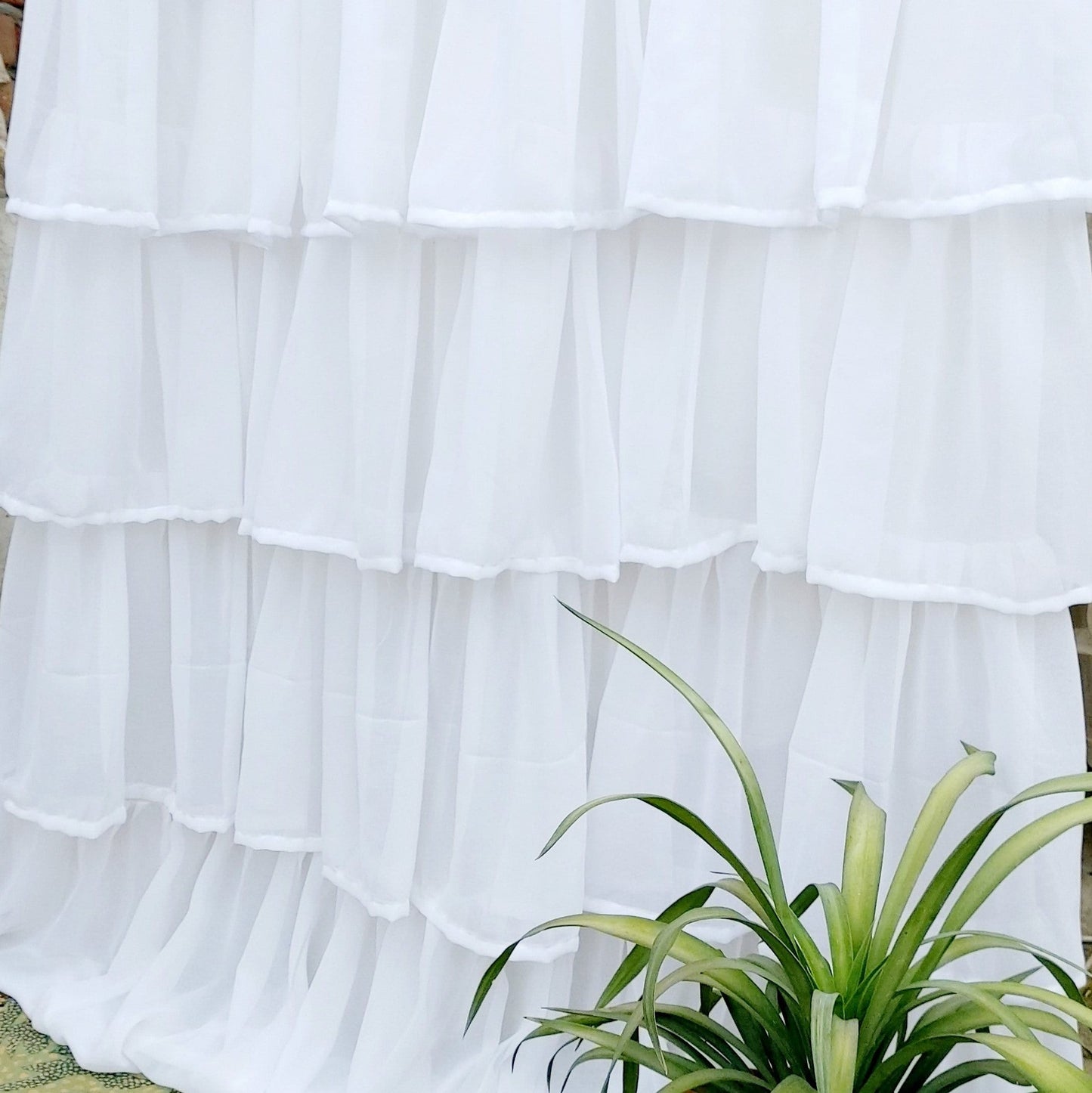 White Georgette Full Ruffle Curtains