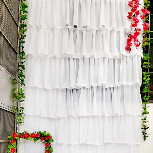 White Georgette Full Ruffle Curtains